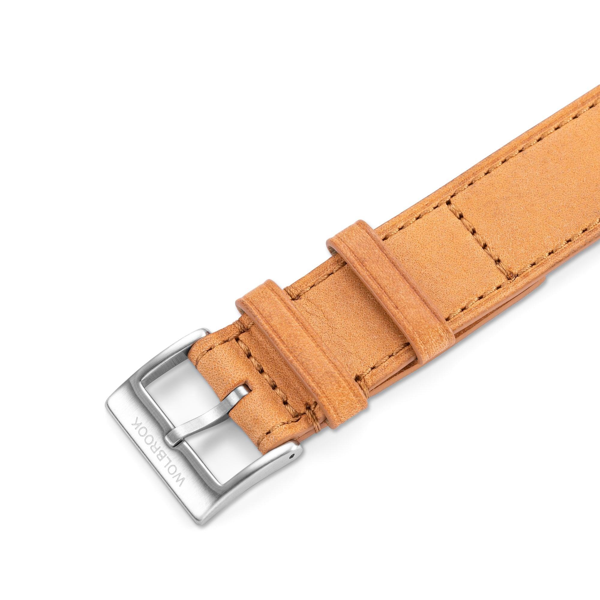 One-Piece Camel Leather Band & Steel Buckle - Wolbrook Watches