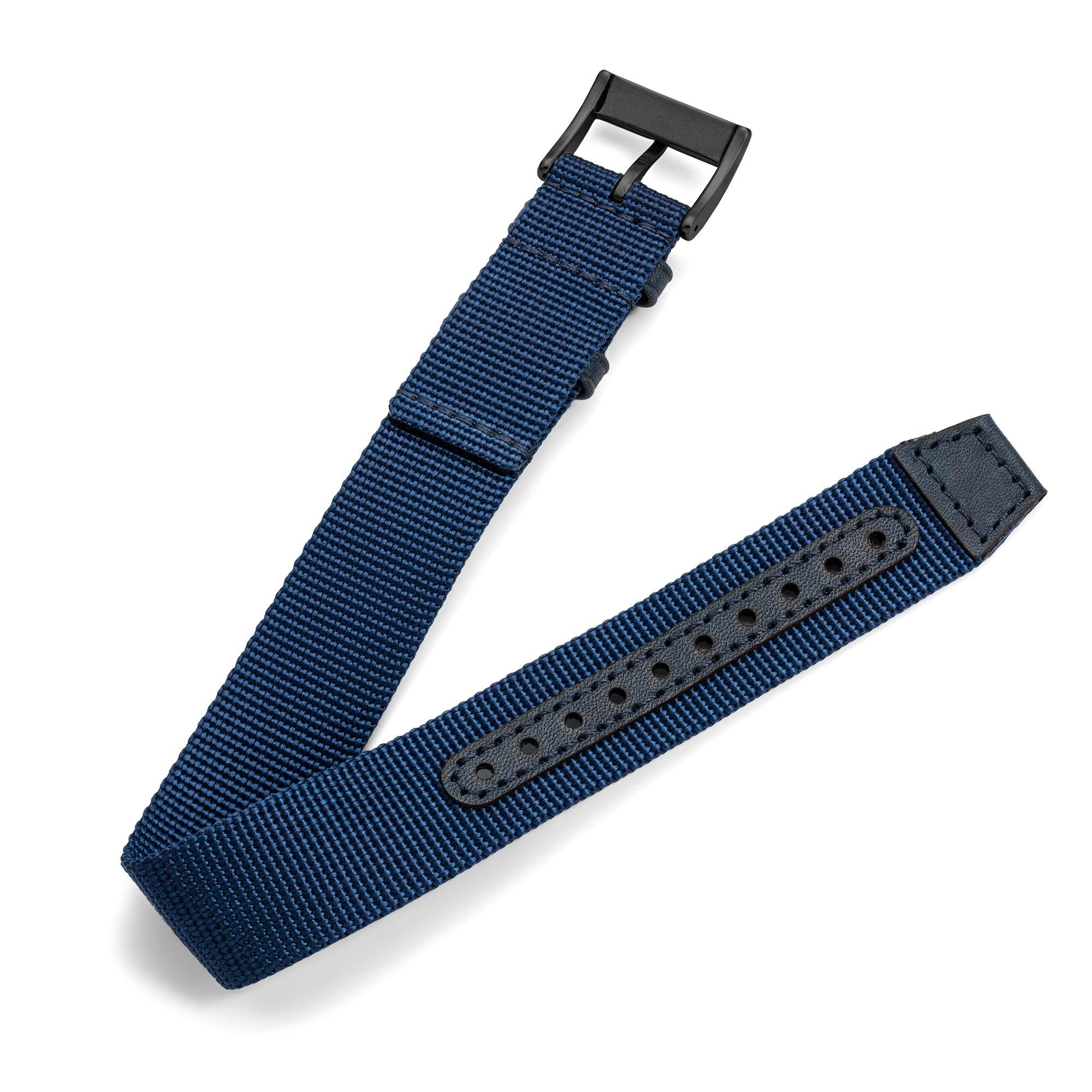 One-Piece Blue Nylon Strap & Black PVD Buckle