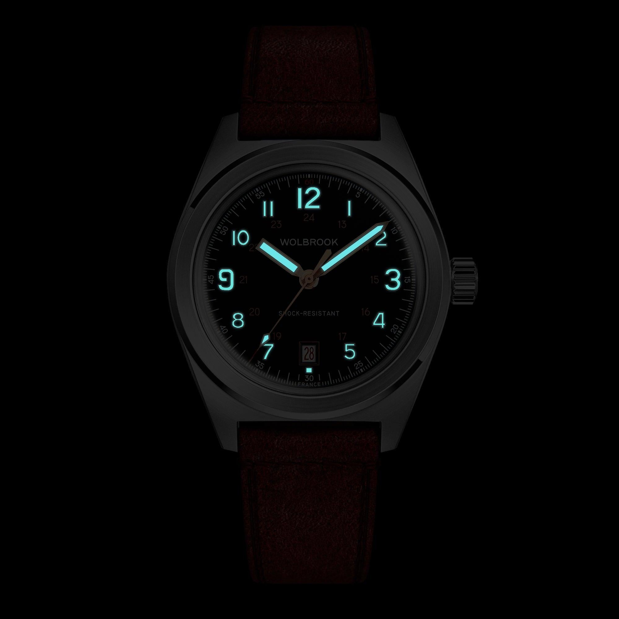 Outrider Automatic Watch – Black & Gilt on Red - Wolbrook Watches