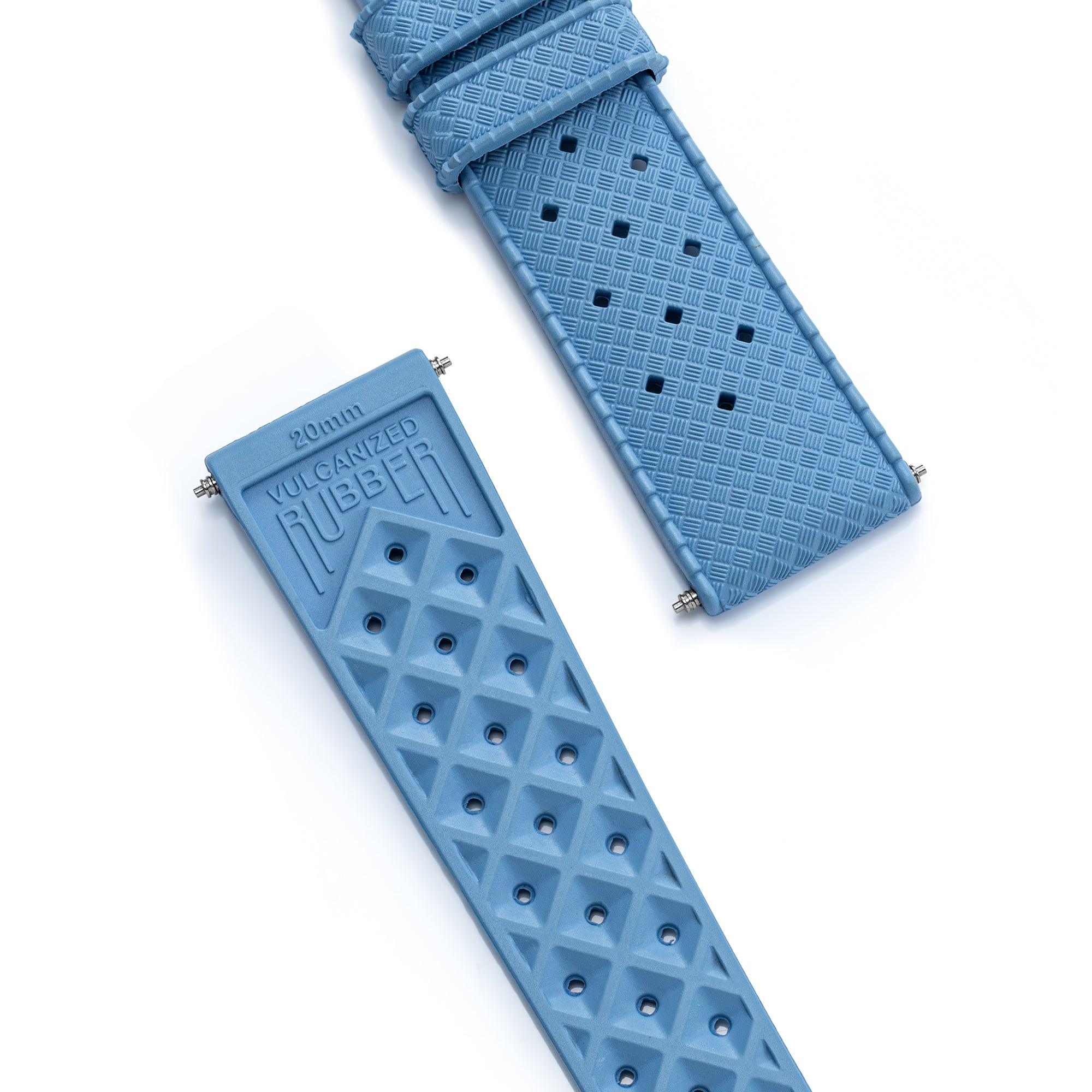 Sky Blue Tropic Rubber Strap & Steel Buckle - Wolbrook Watches