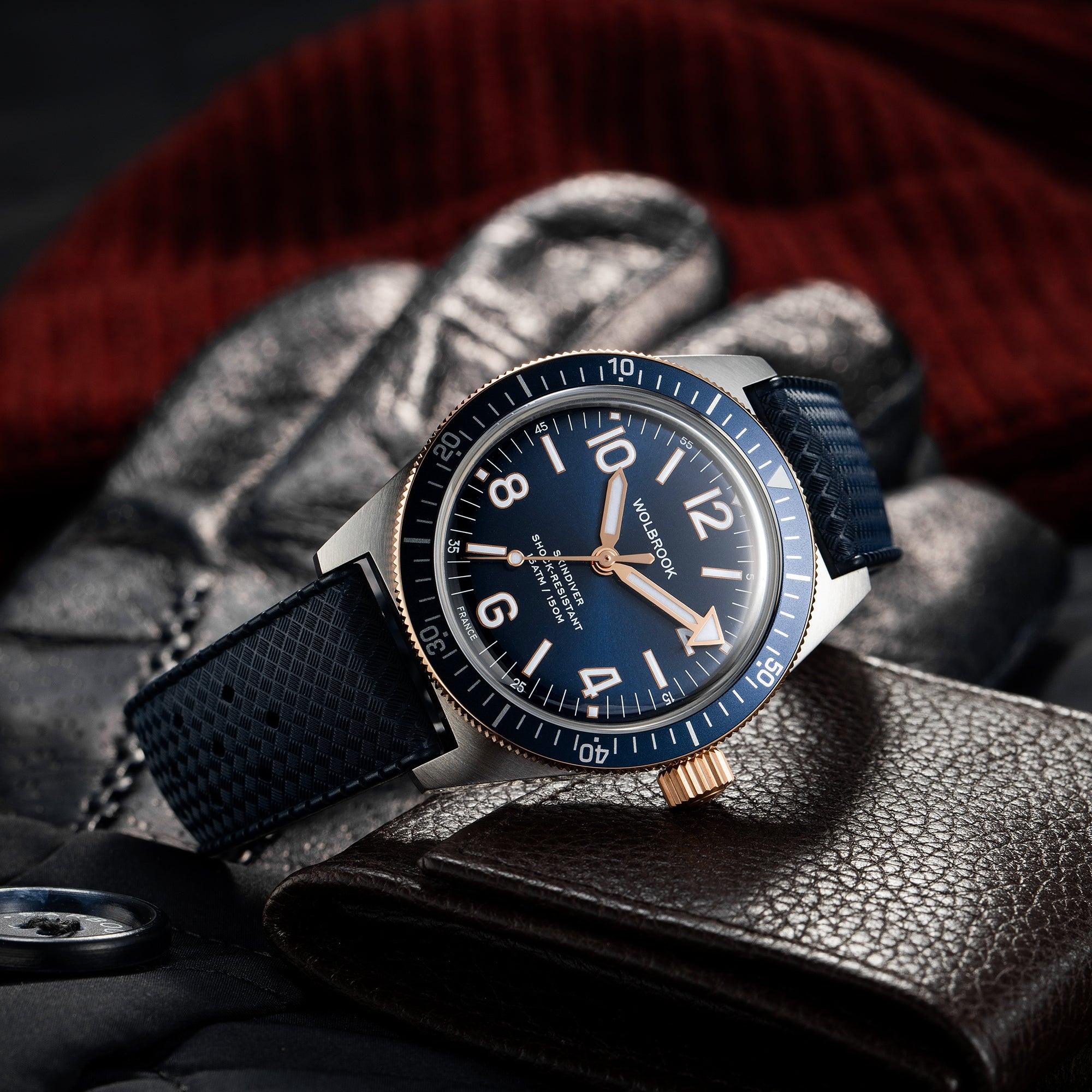 Skindiver Automatic Watch – Two-Tone Blue - Wolbrook Watches