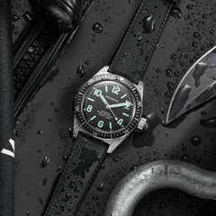 Skindiver Automatic Watch - Green Lum & Black Dial - Wolbrook Watches