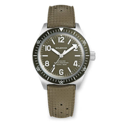 Skindiver Automatic Watch - French Military Green rubber strap - Wolbrook Watches