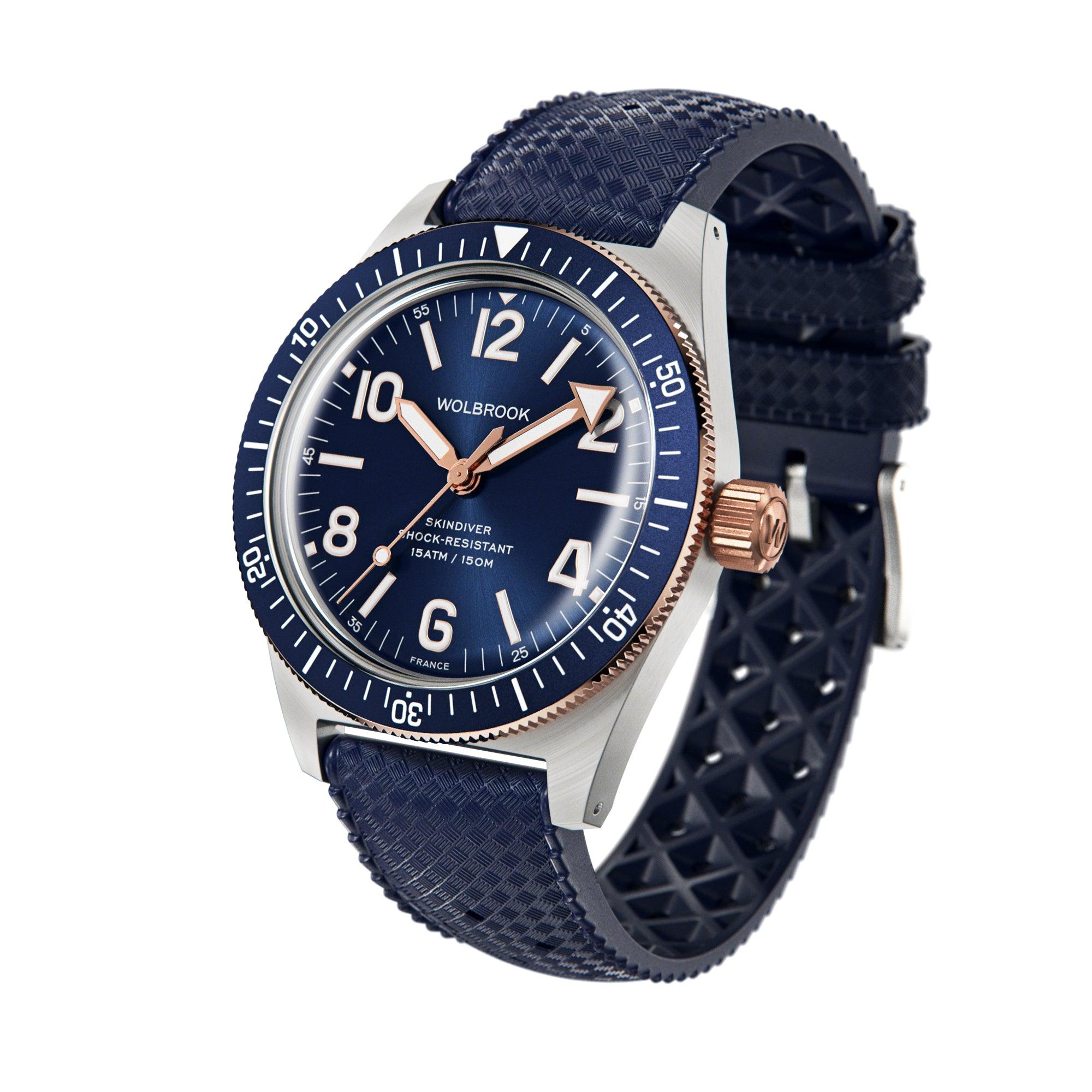 Skindiver Automatic Watch – Two-Tone Blue - Wolbrook Watches