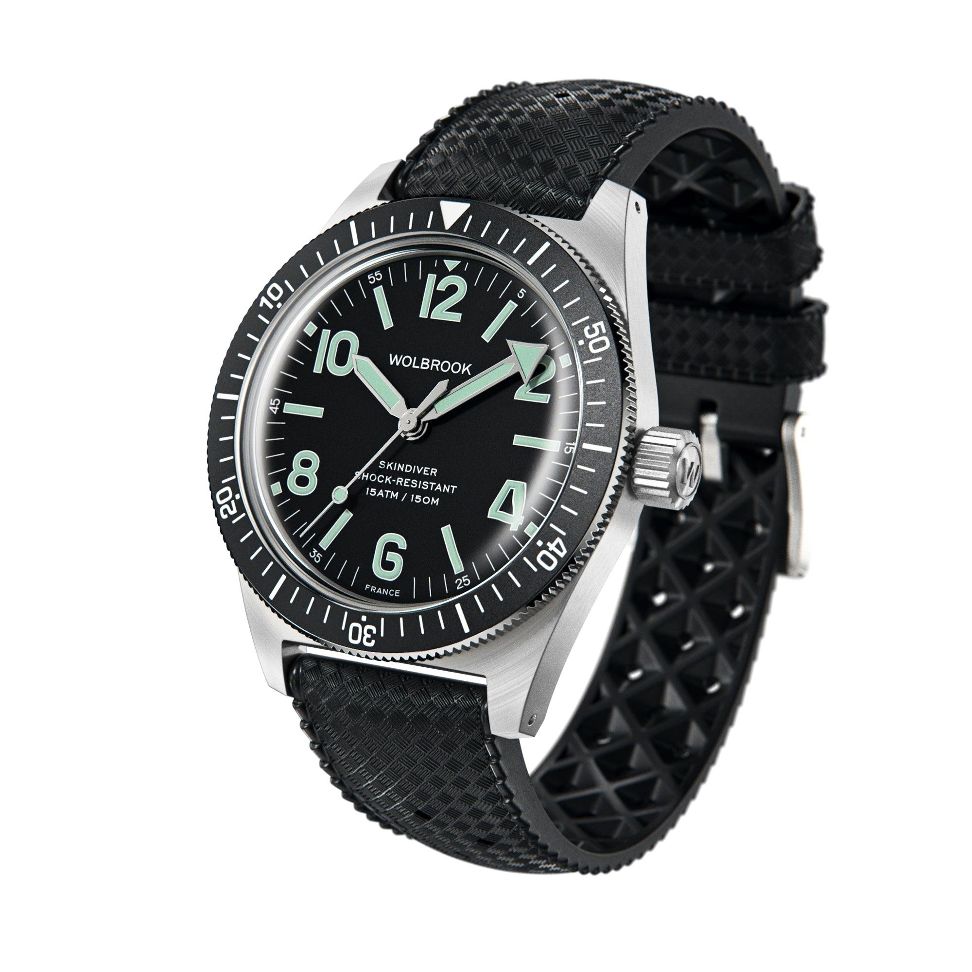 Skindiver Automatic Watch - Green Lum & Black Dial - Wolbrook Watches