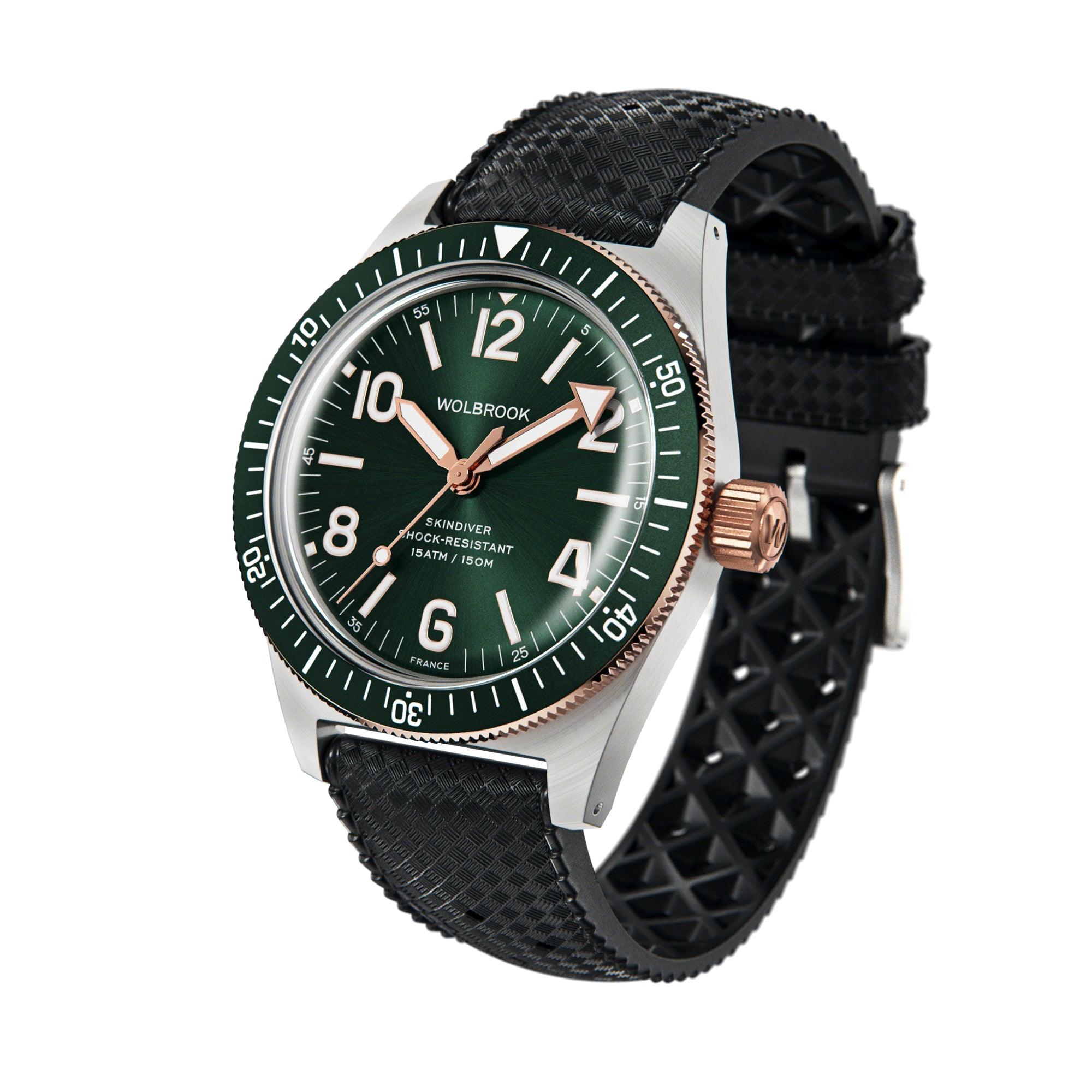 Skindiver Automatic Watch – Two-Tone Green - Wolbrook Watches